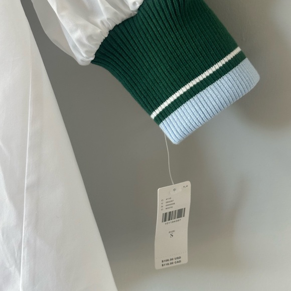 Maeve White Half-Zip Puff-Sleeve Sporty Henley Blouse-NWT - Picture 9 of 9